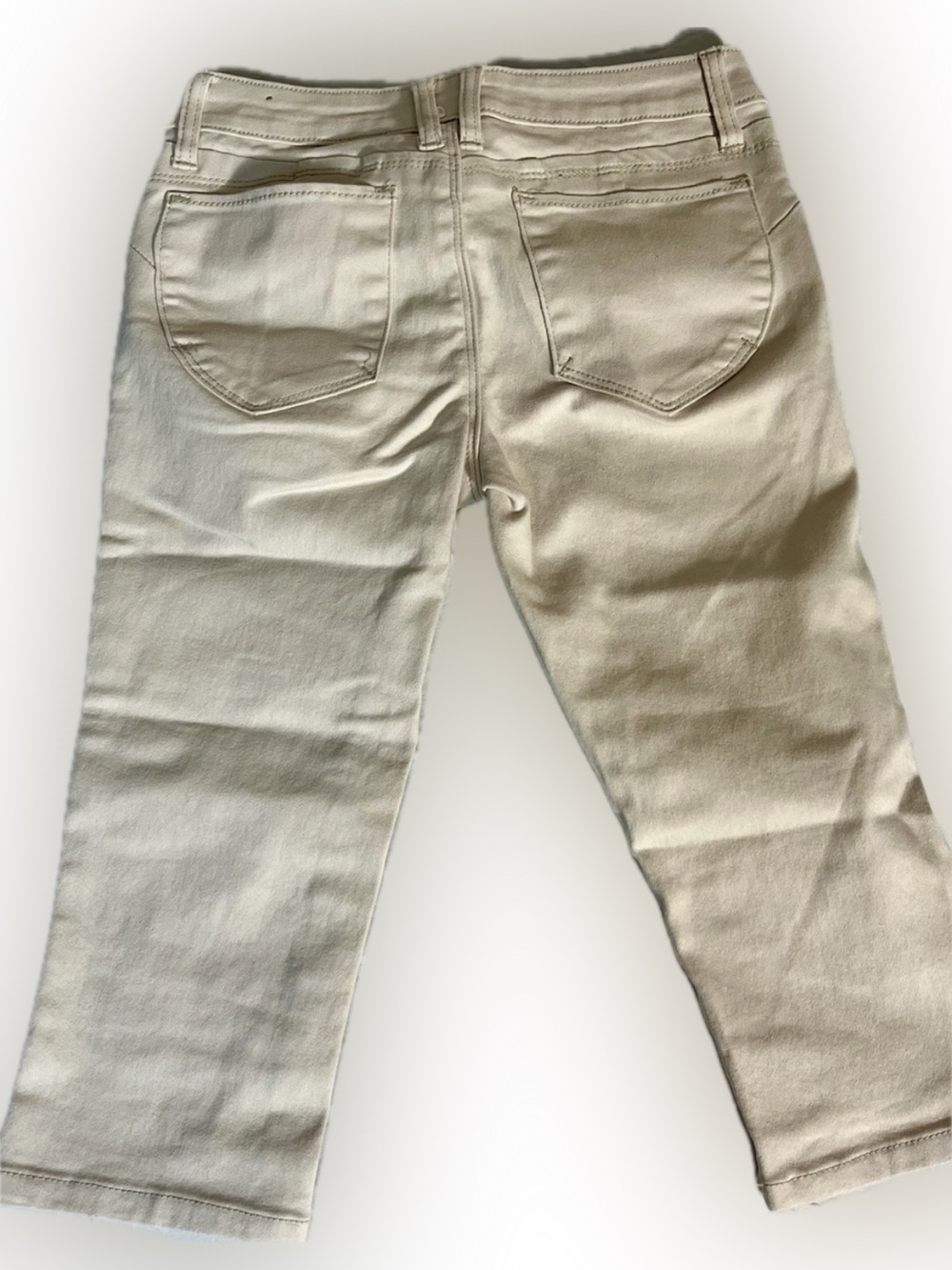 Hybrid & Company Cream Denim Capri Pants Low Rise Cropped Jeans Junior 1 24 Y2K